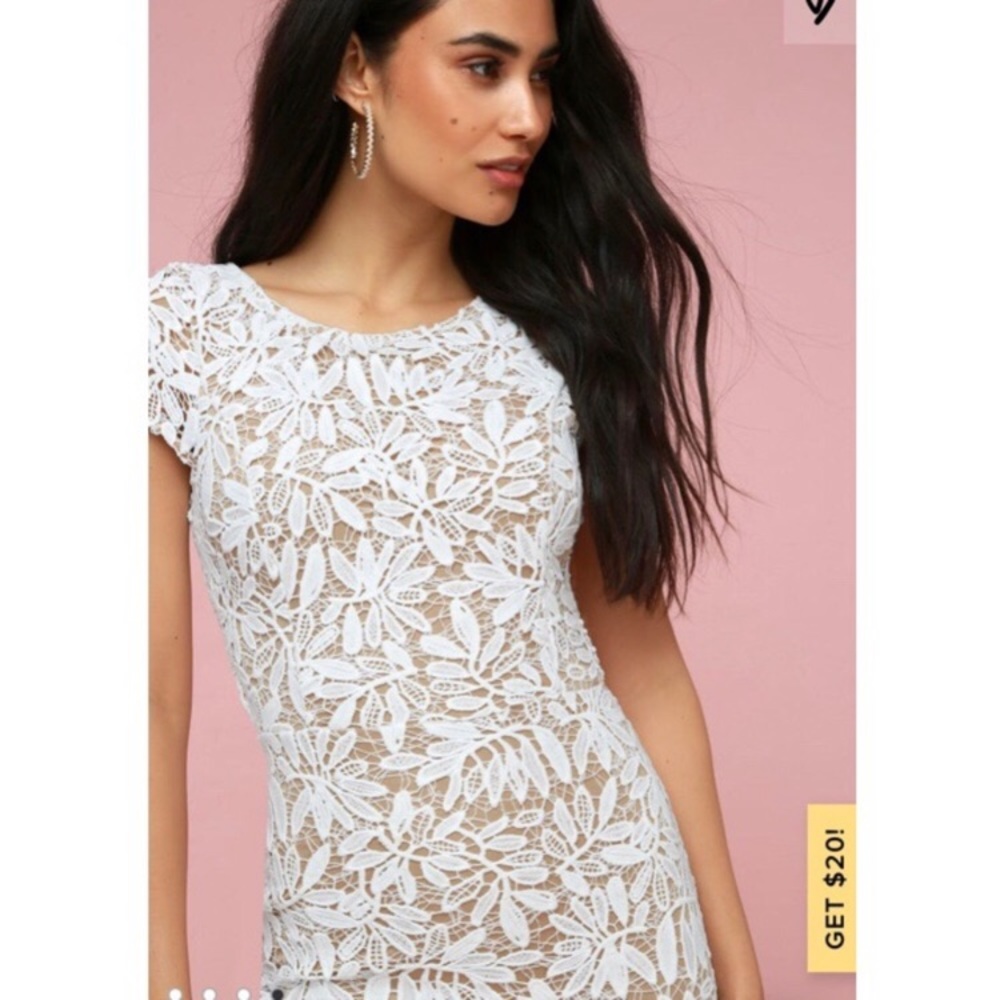 Right Sheer Right Now White Lace Bodycon Dress